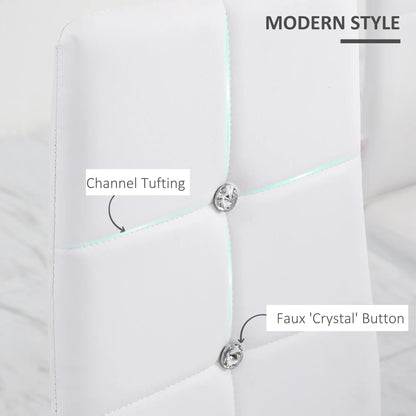 Modern Dining Chairs, Set of 4, Button Tufted High Back, White Bar Stools at Gallery Canada