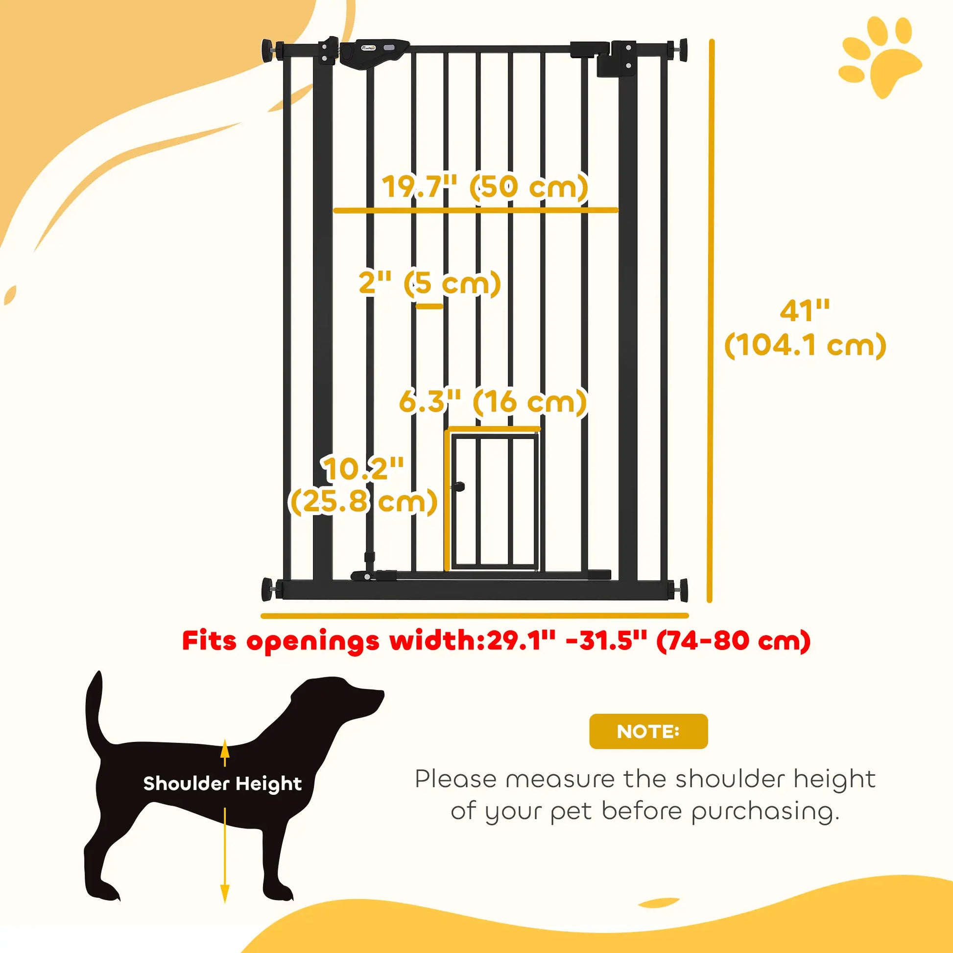 41" Easy Open Indoor Dog Gate, Black Houses, Kennels & Pens at Gallery Canada