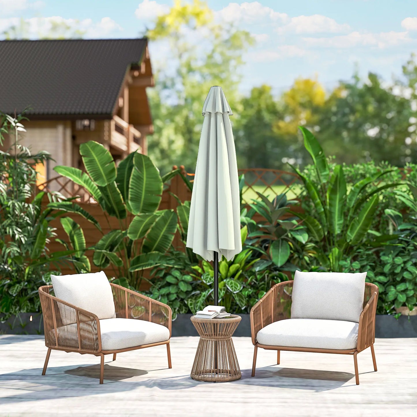 Patio Sun Umbrella, 6 Ribs, Cream White Patio Umbrellas at Gallery Canada