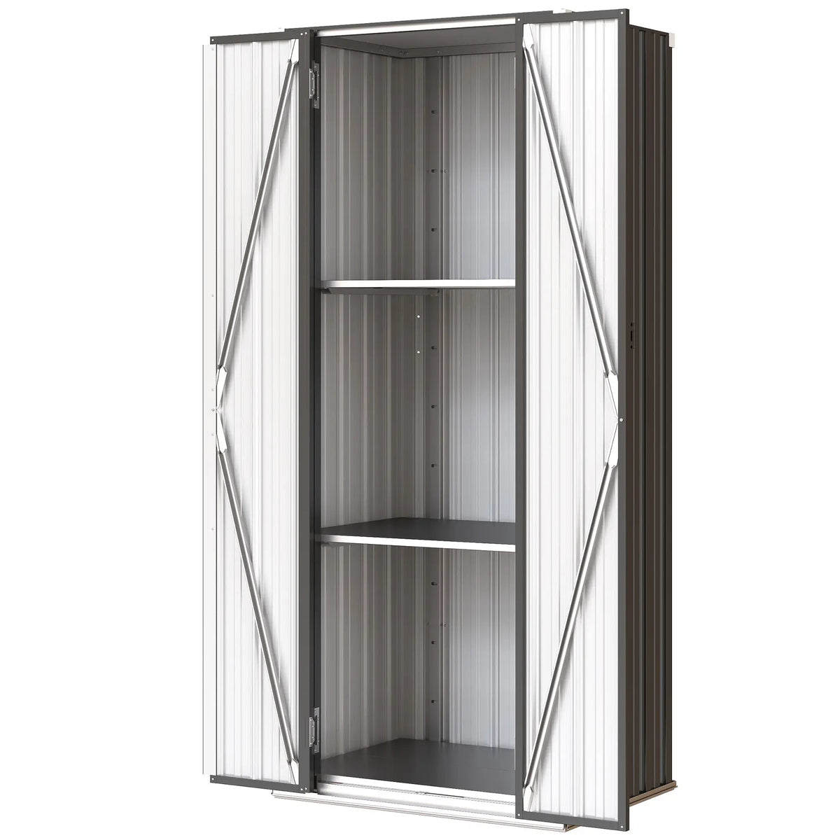 Outdoor Storage Shed, Adjustable Shelves, Metal Garden Shed, Double Doors Sheds Dark Grey at Gallery Canada