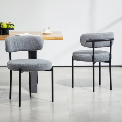 2 Kitchen Chairs, Modern Dining, Berber Fleece Upholstery, Steel Legs, Grey Dining Chairs at Gallery Canada