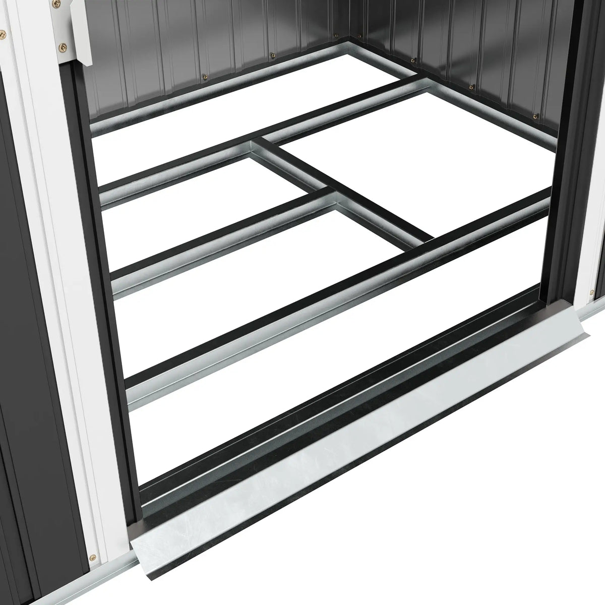 7 x 4ft Abri de Jardin en Acier Galvanisé, Kit de Fondation, Gris Foncé