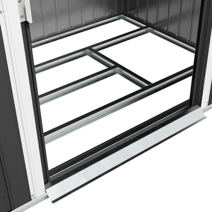 7 x 4ft Abri de Jardin en Acier Galvanisé, Kit de Fondation, Gris Foncé