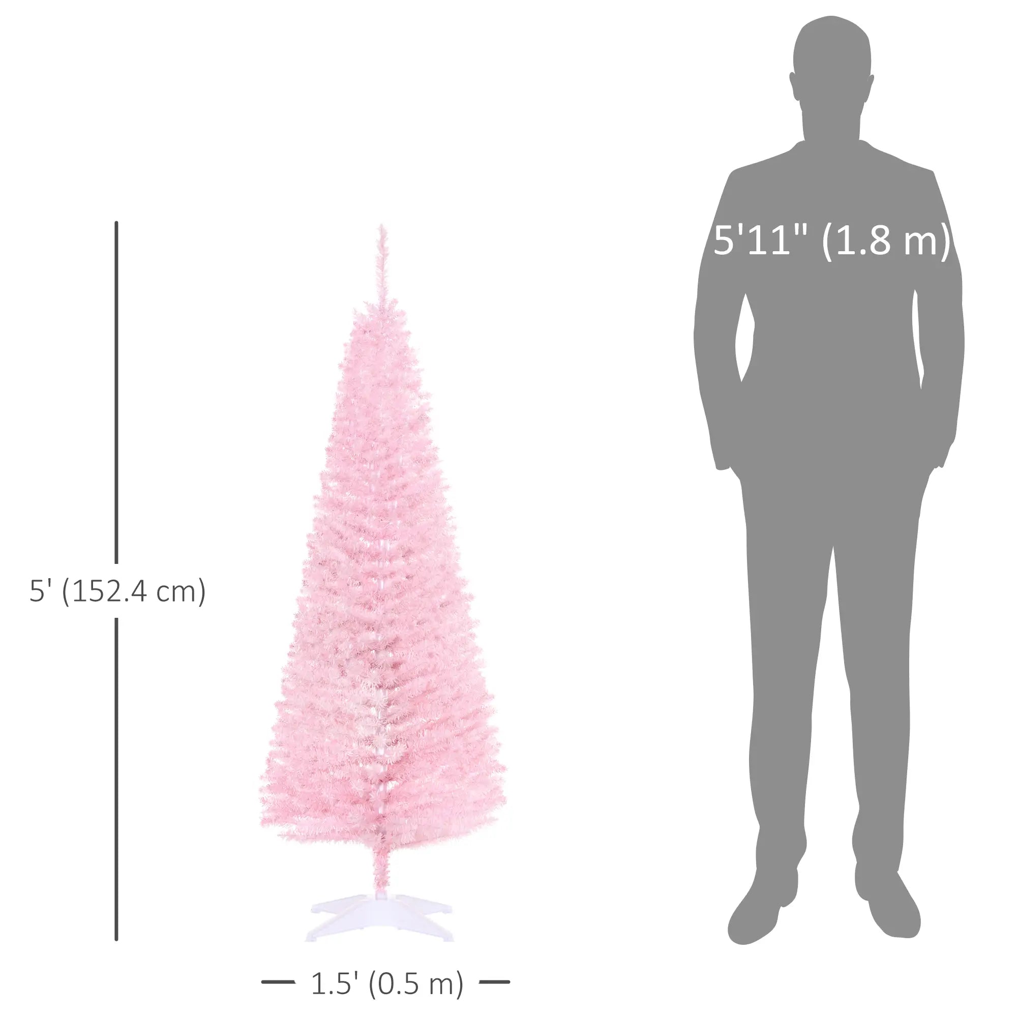 5FT Artificial Christmas Tree, Realistic Branches, Stable Stand, Pink Pencil Christmas Trees at Gallery Canada