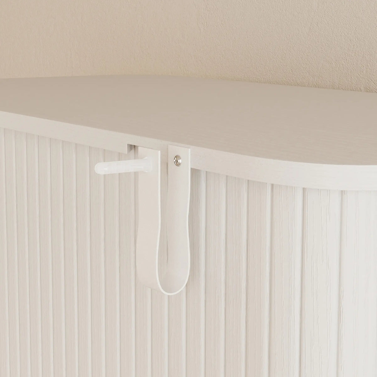Shoe Cabinet Adjustable Shelves Side Cubbies Tambour Door, White