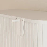 Shoe Cabinet Adjustable Shelves Side Cubbies Tambour Door, White