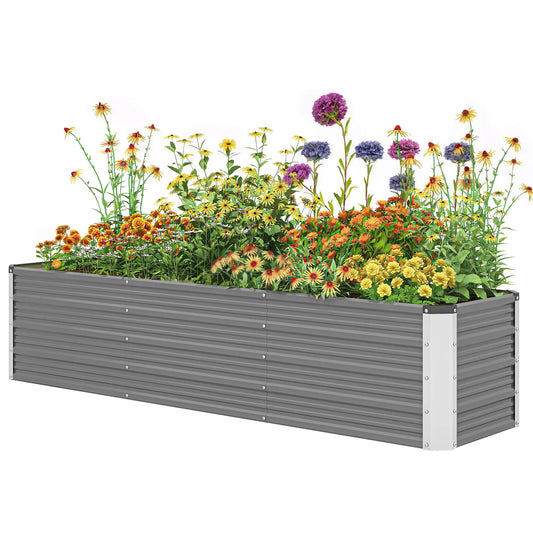 6' x 1.5' x 1.3' Galvanized Raised Garden Bed, Elevated Metal Planter Box, Light Grey Galvanized Planter Boxes Light Grey at Gallery Canada