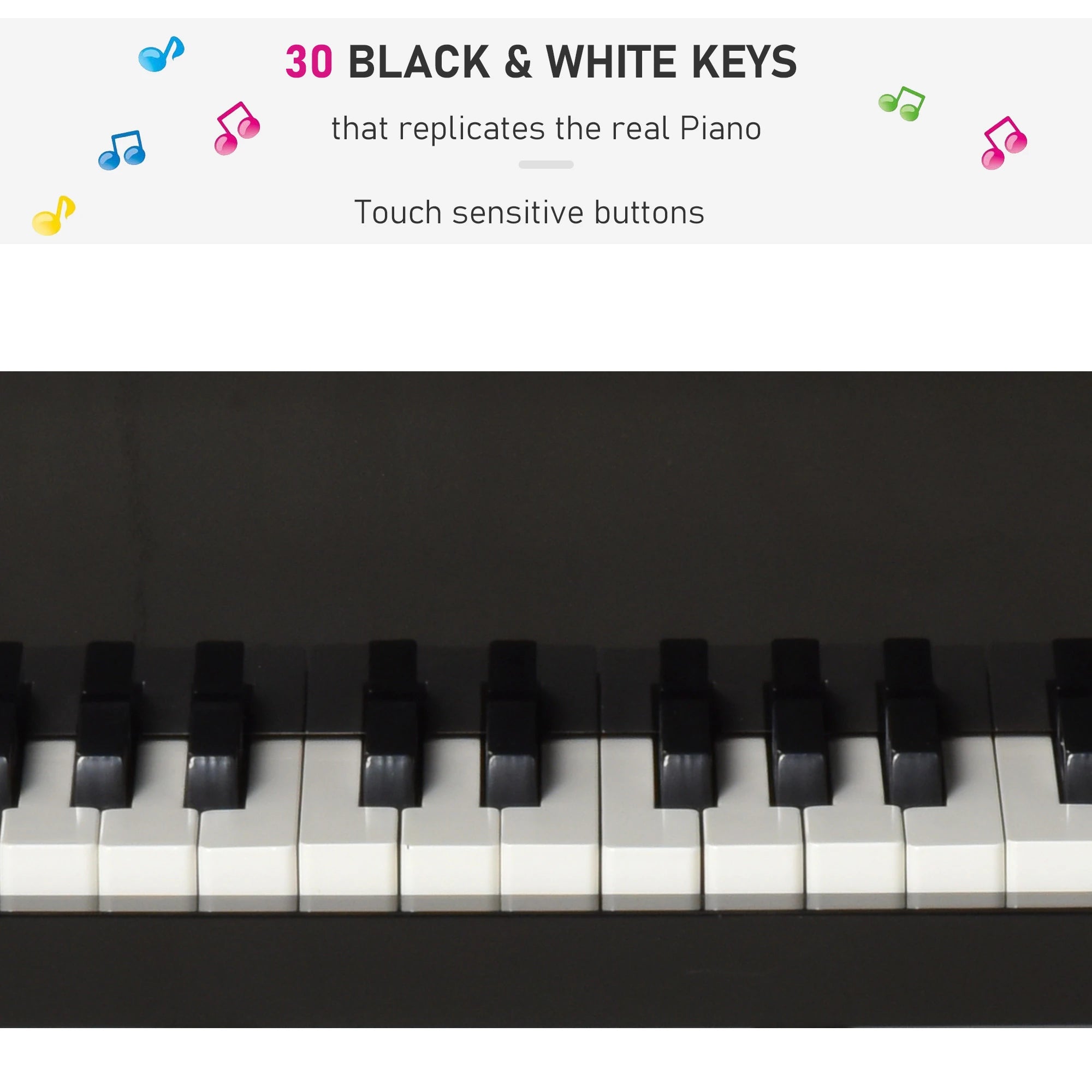 Modern Kids Piano, 30 Keys, Set of 2, Mini Toy, Grand Piano with Stand, Black Electronic Musical Pianos at Gallery Canada