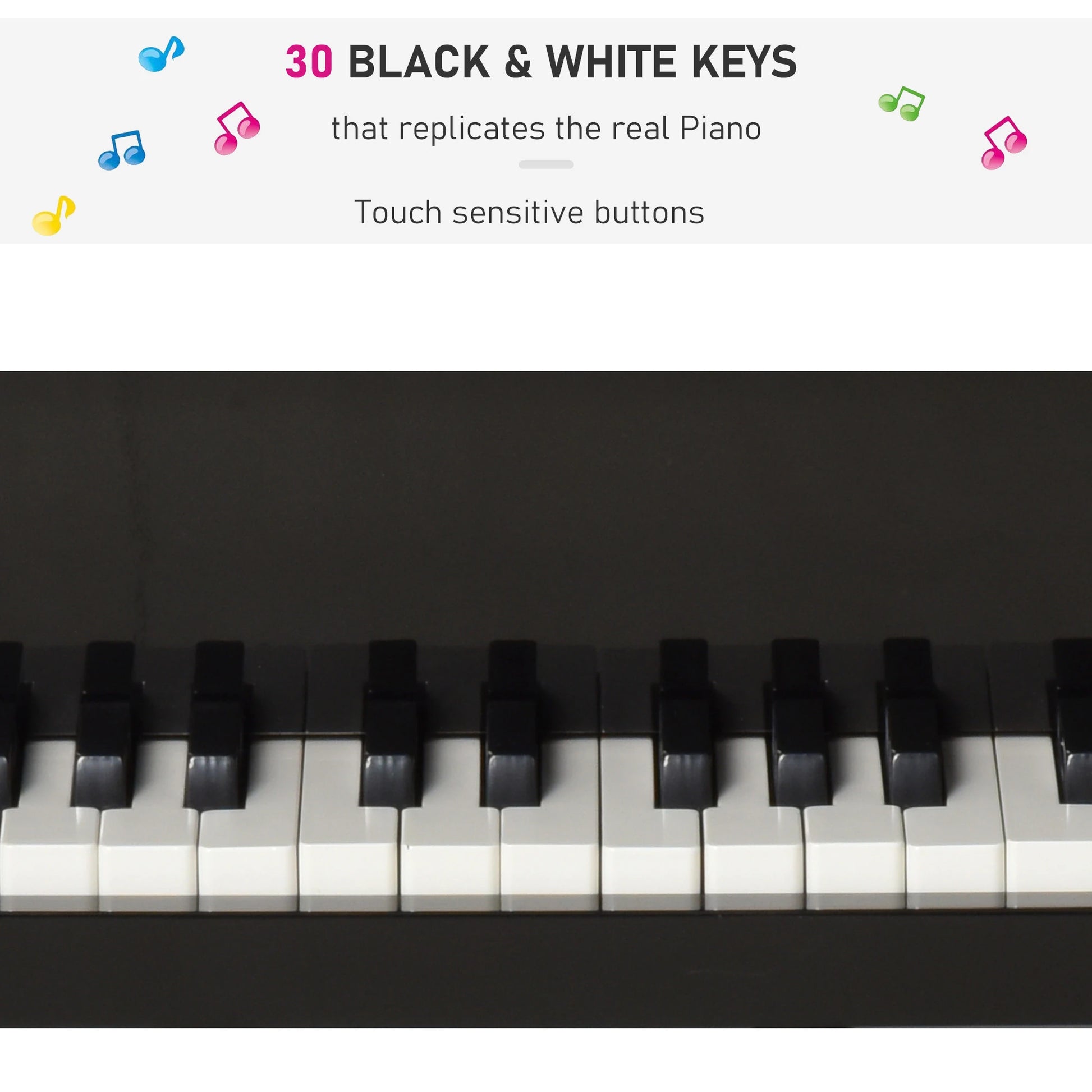 Modern Kids Piano, 30 Keys, Set of 2, Mini Toy, Grand Piano with Stand, Black Electronic Musical Pianos at Gallery Canada