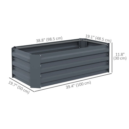 Steel Raised Garden Bed Set, Elevated Planter Box, 39"x20"x12", Dark Grey