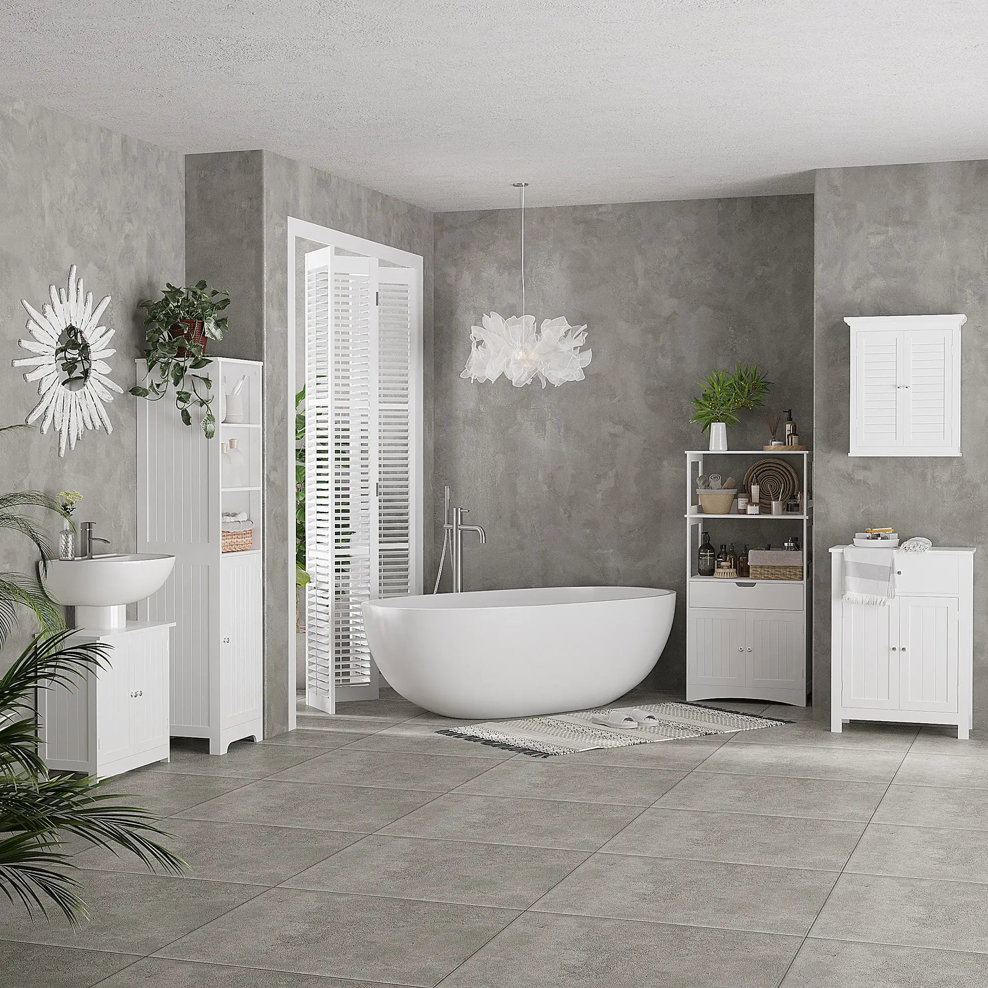 Under Sink Bathroom Cabinet, 2 Doors with Shelf, White Bathroom Cabinets at Gallery Canada
