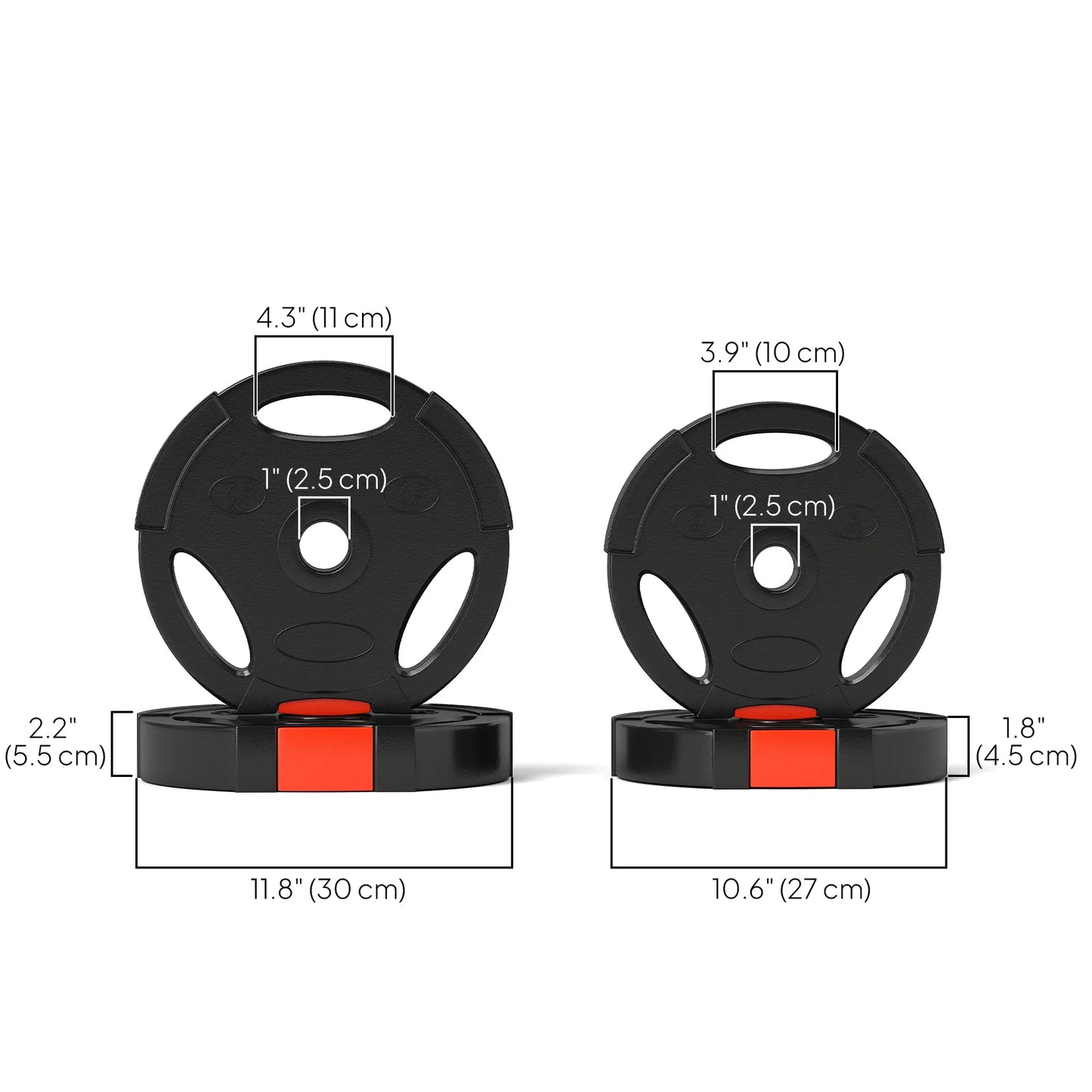 1-Inch Weight Plates, Barbell Weights Set, 2 x 17lbs + 2 x 11lbs Dumbbells & Barbells at Gallery Canada
