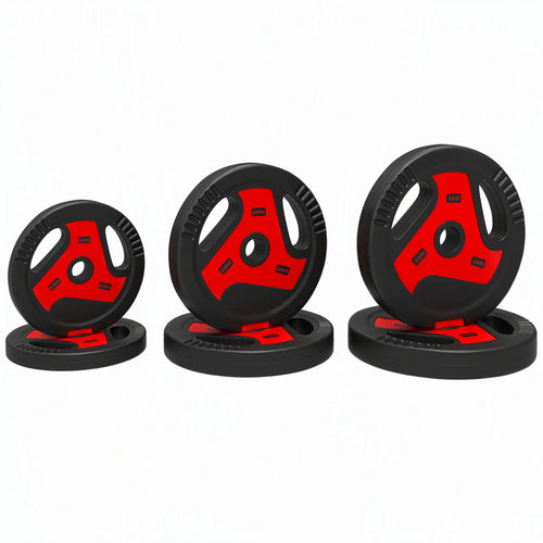 6-Piece 88 lbs Weight Plates Set, Sand-Filled, Black and Red