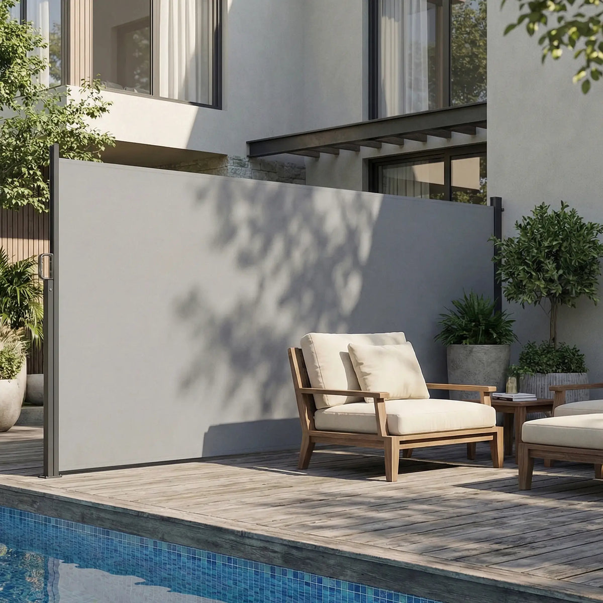 Retractable Side Awning, 165" x 73", Water-Resistant, UV 50+, Light Grey Side Awnings at Gallery Canada