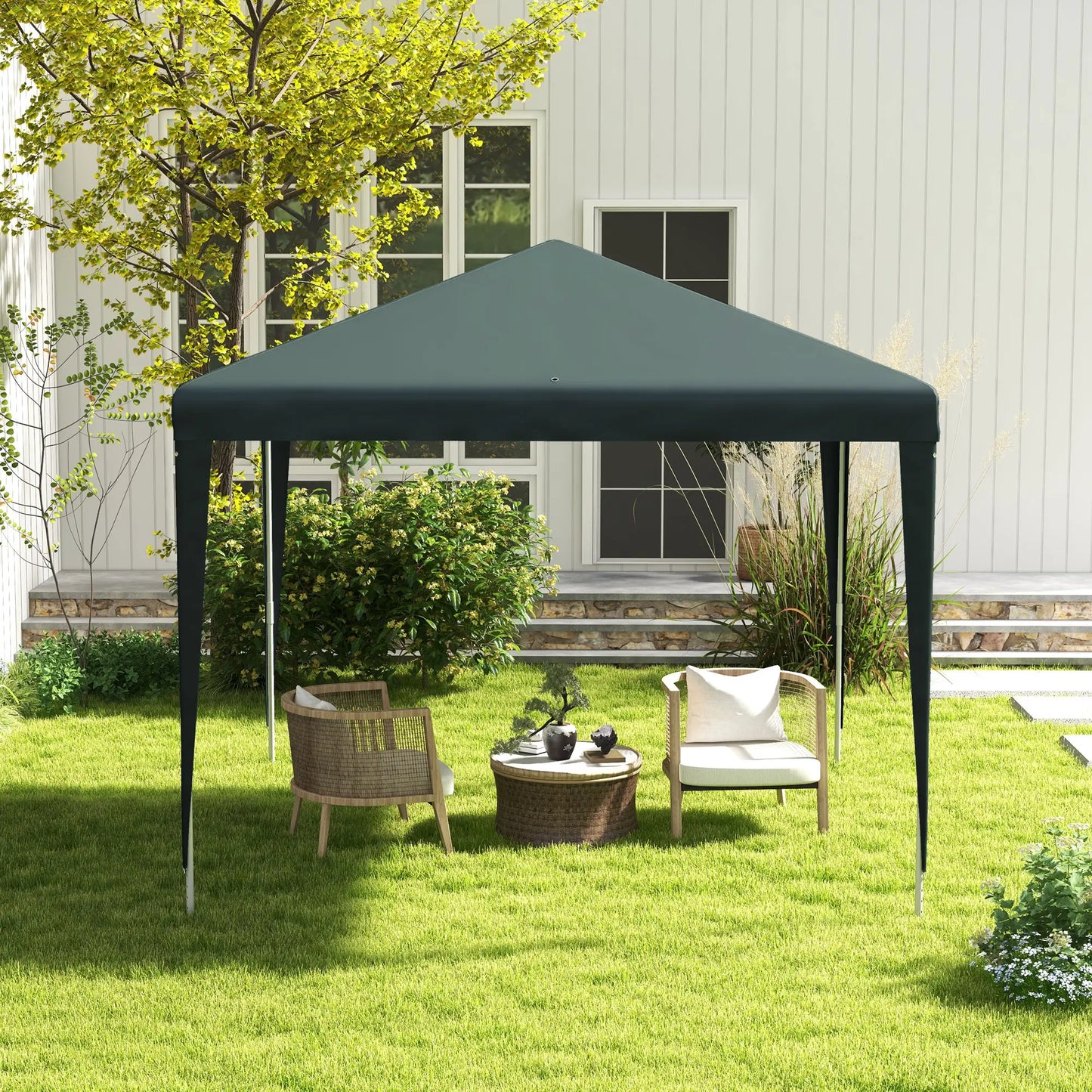 9' x 9' Portable Canopy Tent, Outdoor Sunshade for Weddings, Dark Green Canopy Tents at Gallery Canada
