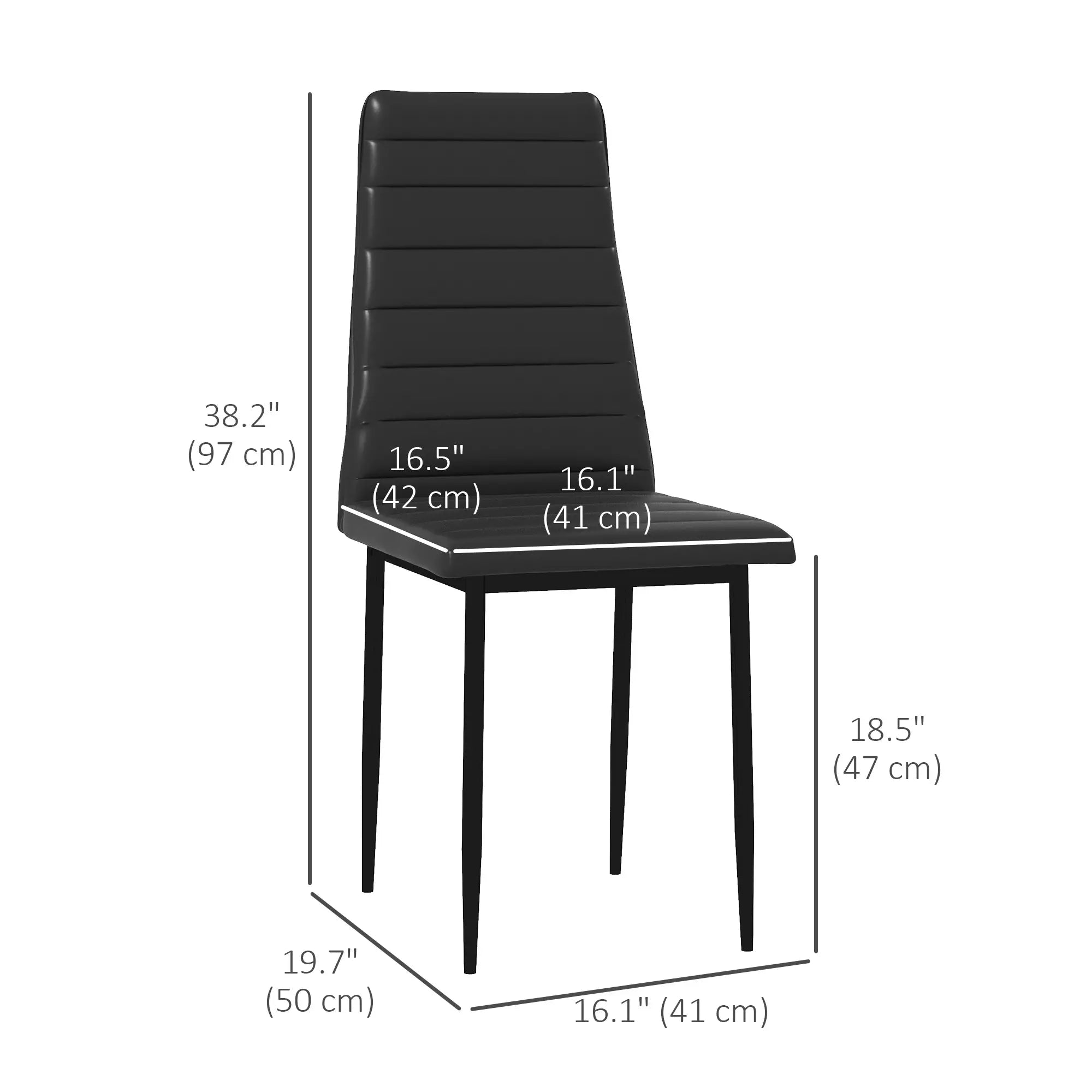 Modern PU Leather Dining Chairs, Set of 6, Metal Legs, Black Bar Stools at Gallery Canada