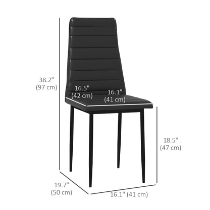 Modern PU Leather Dining Chairs, Set of 6, Metal Legs, Black Bar Stools at Gallery Canada