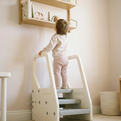 Adjustable Height Toddler Step Stool with Handle, Foot Pads, Grey Toddler & Kids Step Stools at Gallery Canada
