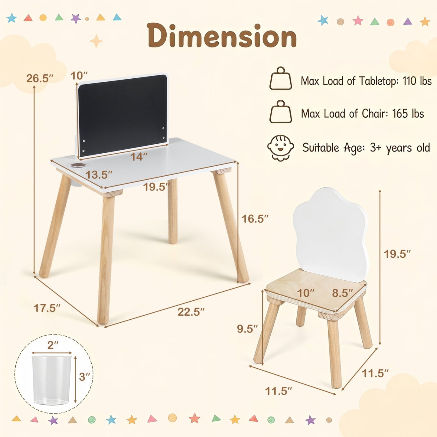Weaning Table and Chair Set With Chalkboard