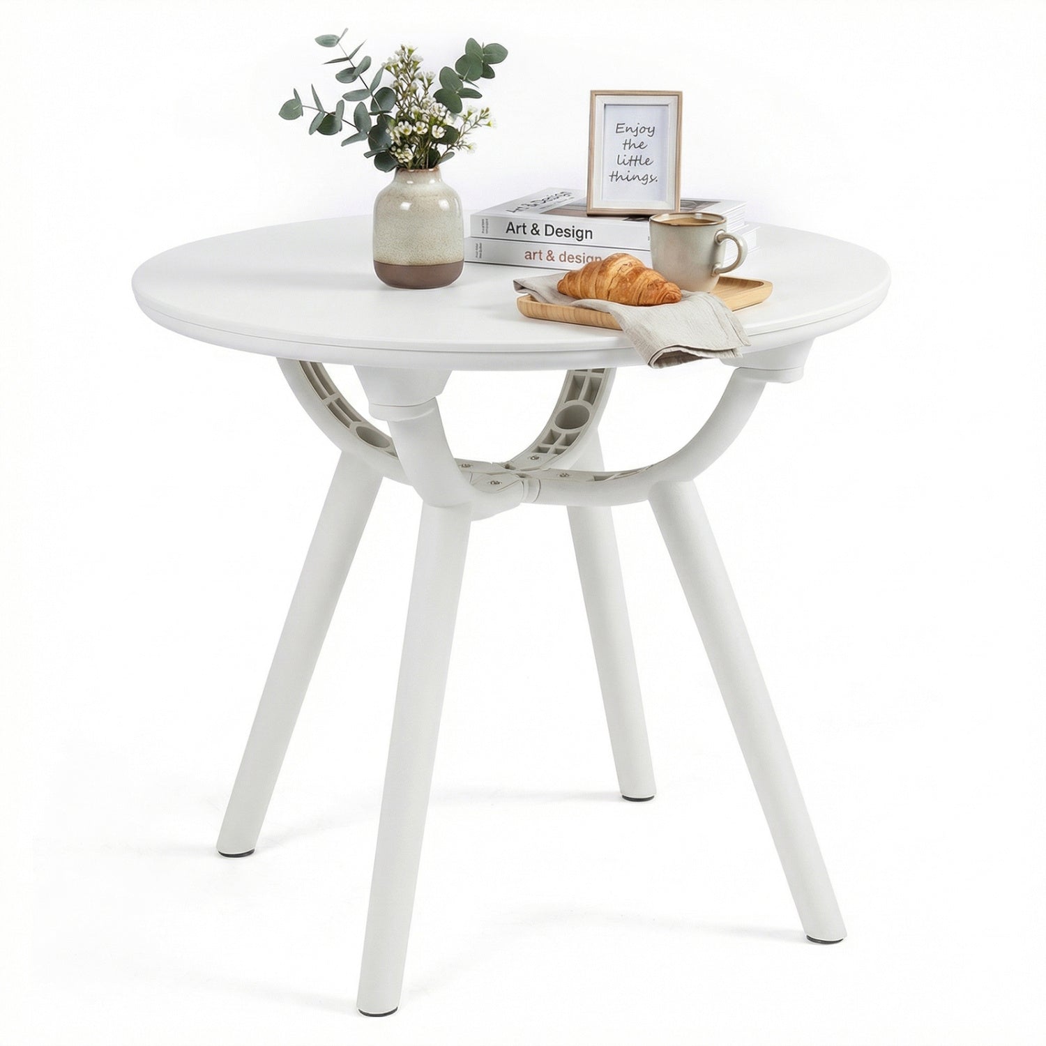 Weather-Resistant Small End Table, 1 Piece, White Patio Coffee Tables White at Gallery Canada