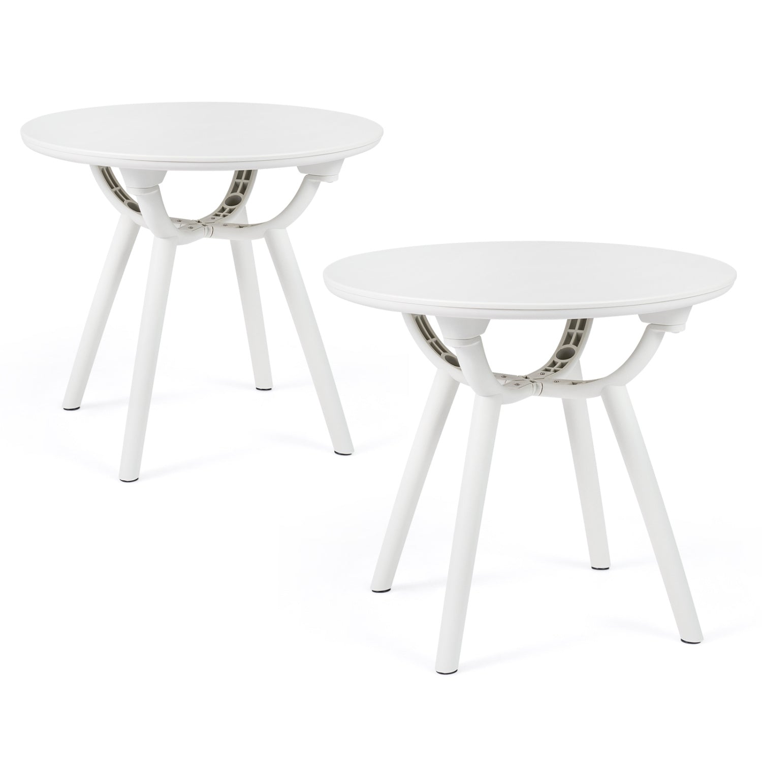 Weather-Resistant Circular End Table, Set of 2, White Patio Coffee Tables at Gallery Canada