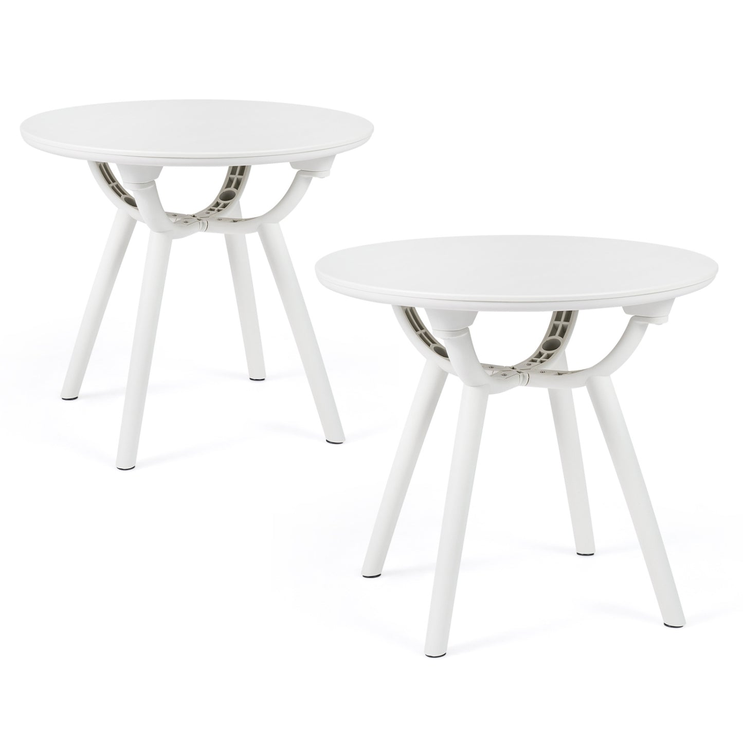 Weather-Resistant Circular End Table, Set of 2, White Patio Coffee Tables at Gallery Canada
