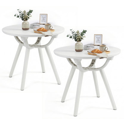 Weather-Resistant Circular End Table, Set of 2, White Patio Coffee Tables White at Gallery Canada