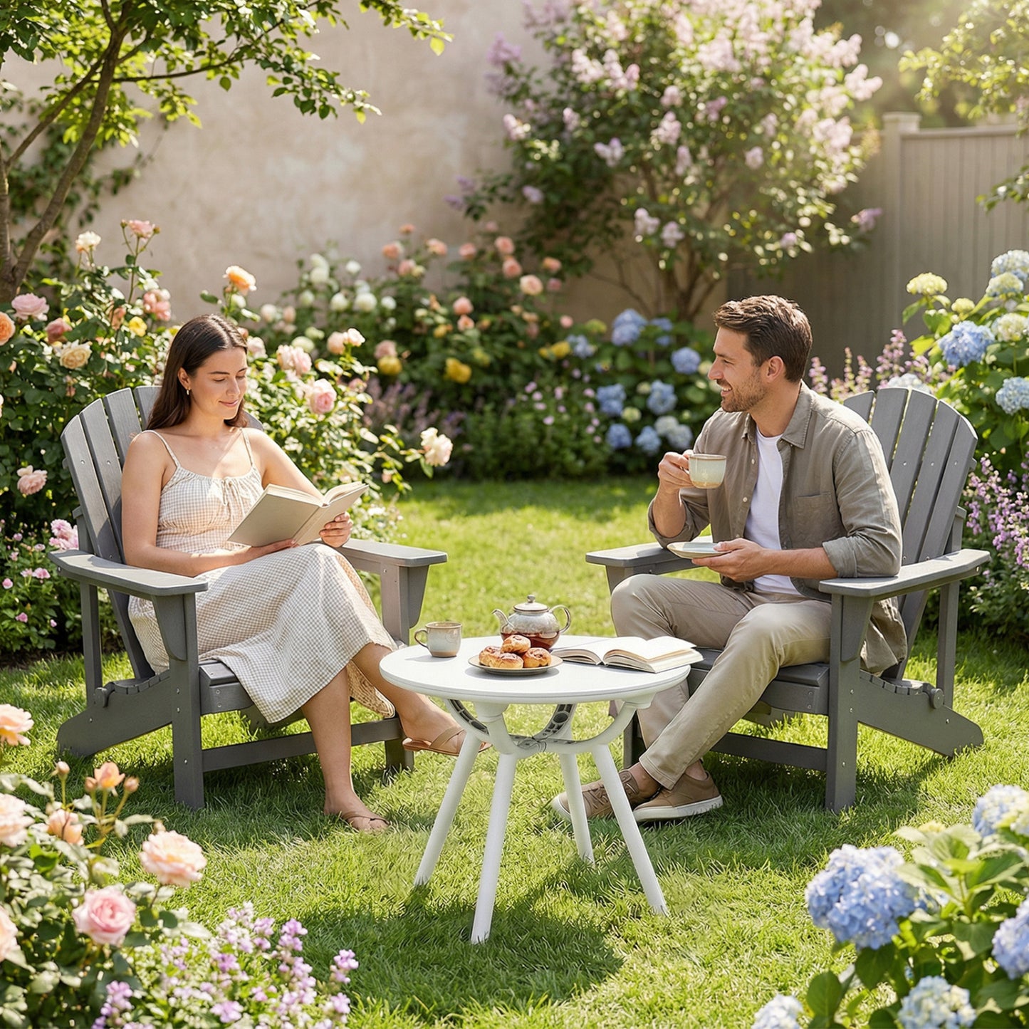Weather-Resistant Circular End Table, Set of 2, White Patio Coffee Tables at Gallery Canada