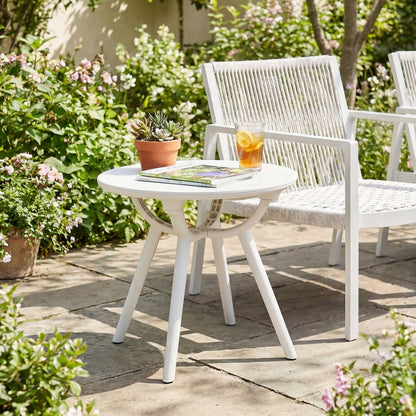 Weather-Resistant Circular End Table, Set of 2, White Patio Coffee Tables at Gallery Canada
