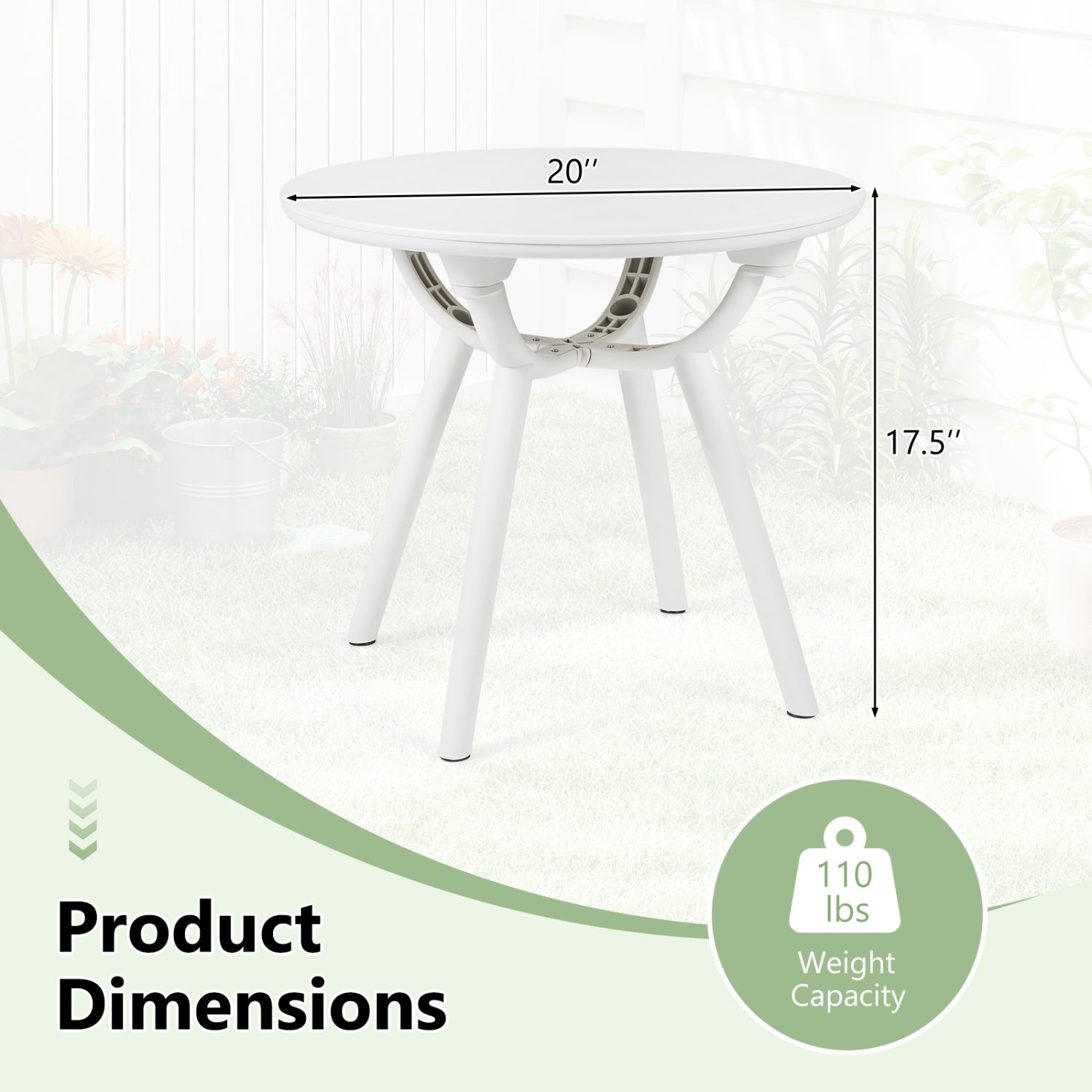 Weather-Resistant Circular End Table, Set of 2, White Patio Coffee Tables at Gallery Canada