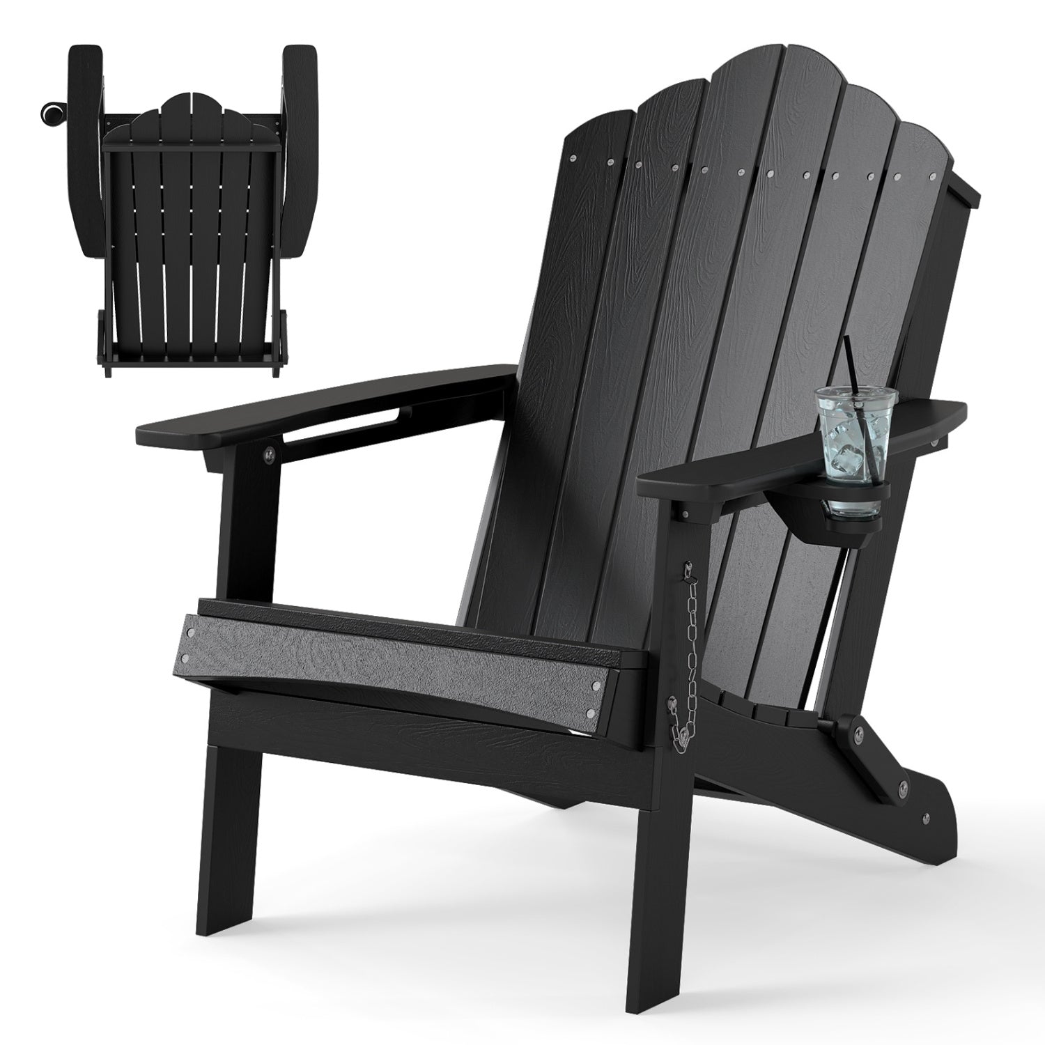 Weather Resistant HDPE Folding Adirondack Chair Adirondack Chairs Black at Gallery Canada
