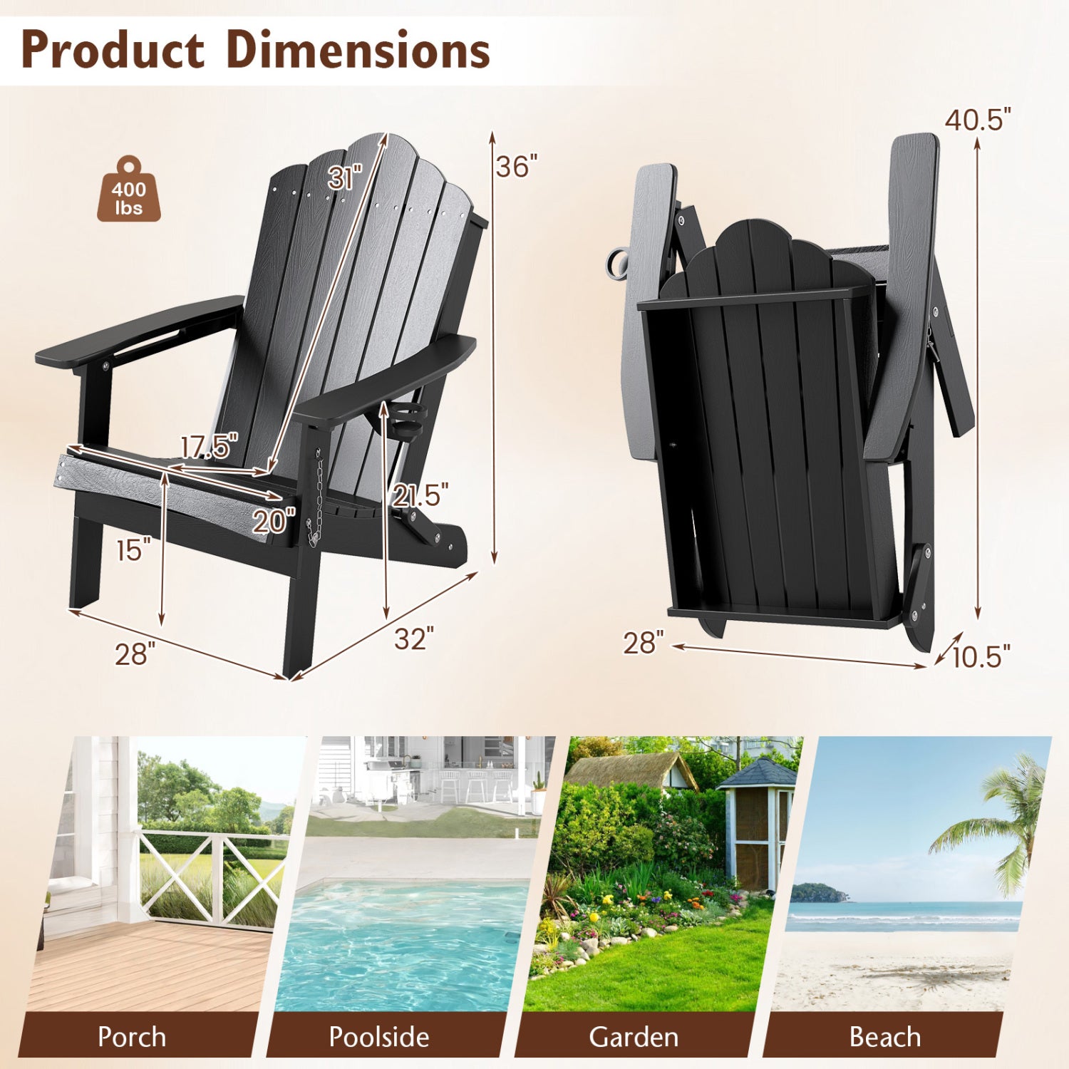 Weather Resistant HDPE Folding Adirondack Chair Adirondack Chairs at Gallery Canada