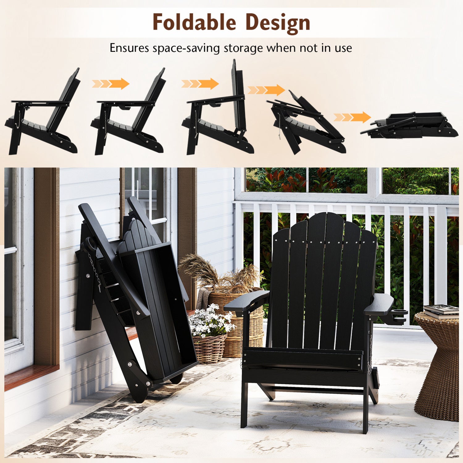 Weather Resistant HDPE Folding Adirondack Chair Adirondack Chairs at Gallery Canada