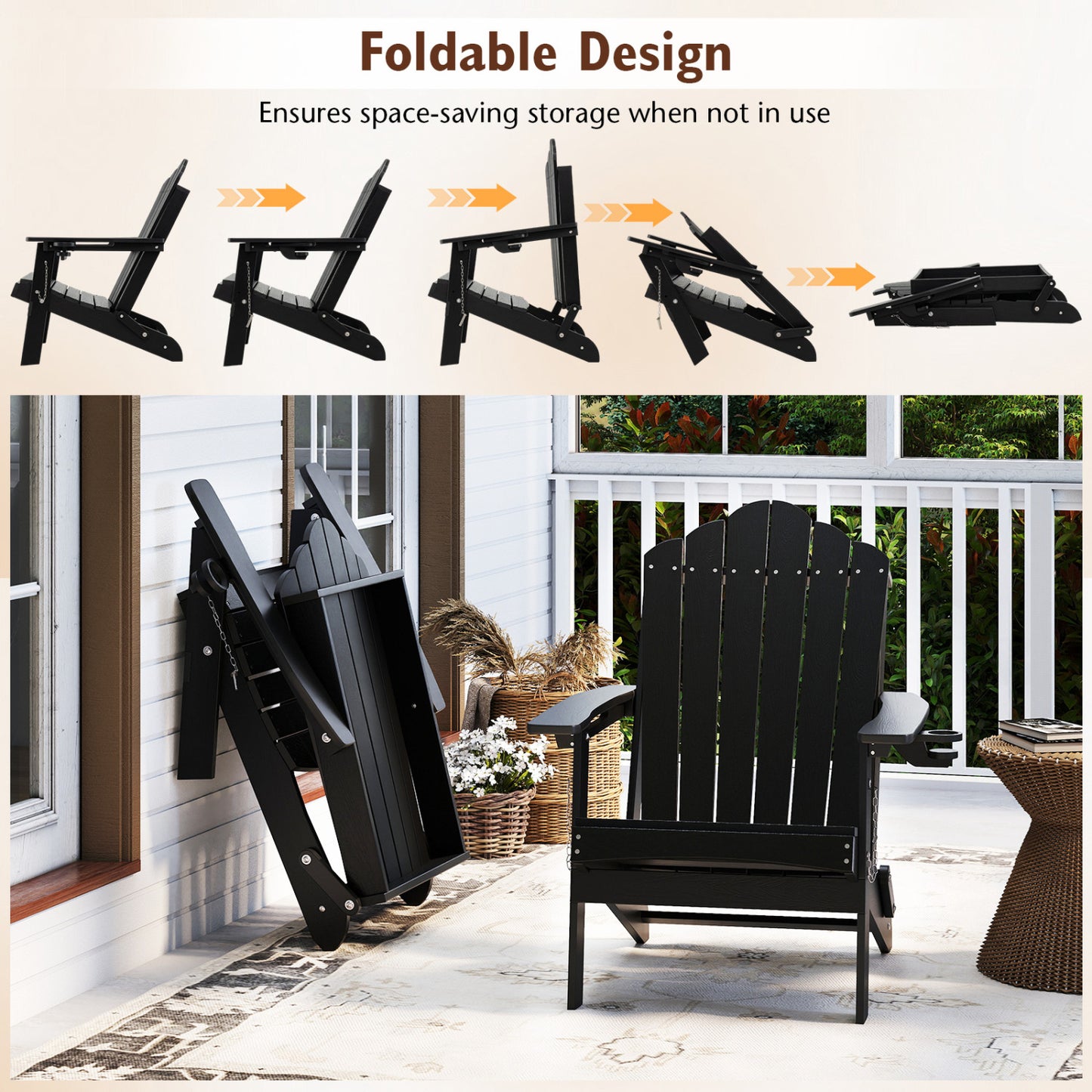 Weather Resistant HDPE Folding Adirondack Chair Adirondack Chairs at Gallery Canada