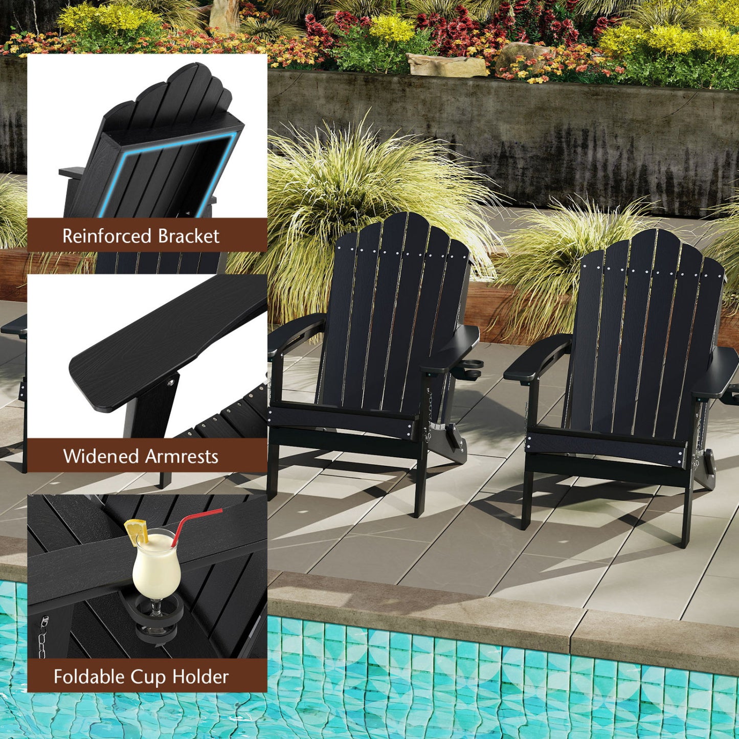 Weather Resistant HDPE Folding Adirondack Chair Adirondack Chairs at Gallery Canada