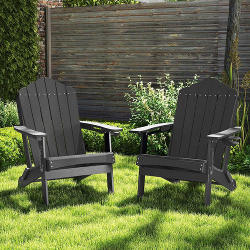 Weather Resistant HDPE Folding Adirondack Chair, Gray
