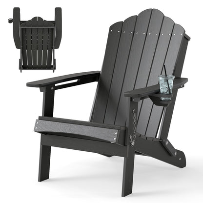 Weather Resistant HDPE Folding Adirondack Chair, Gray Adirondack Chairs Gray at Gallery Canada