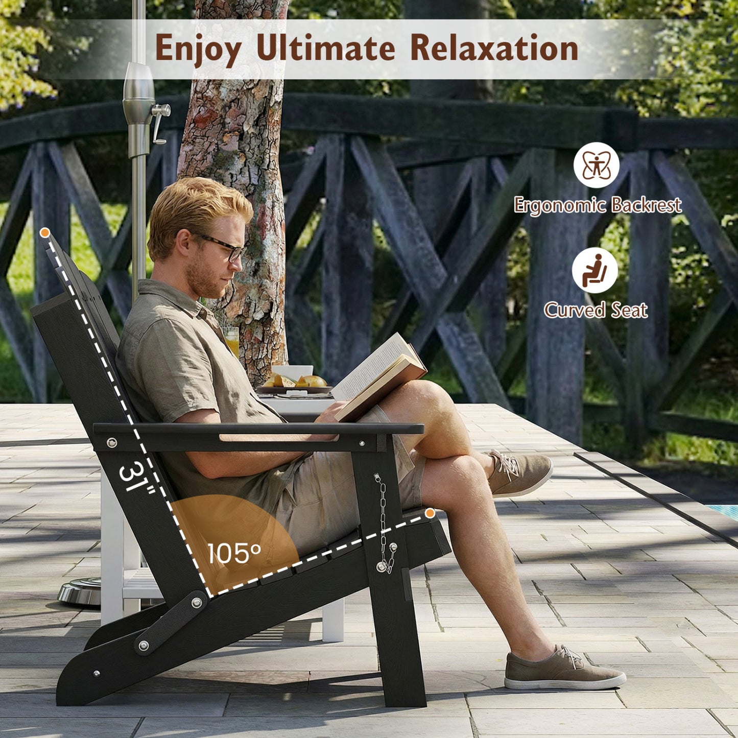 Weather Resistant HDPE Folding Adirondack Chair, Gray Adirondack Chairs at Gallery Canada