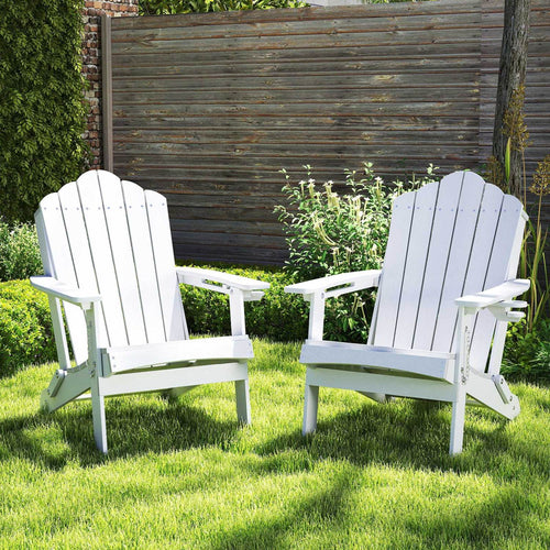 Weather Resistant HDPE Folding Adirondack Chair, White