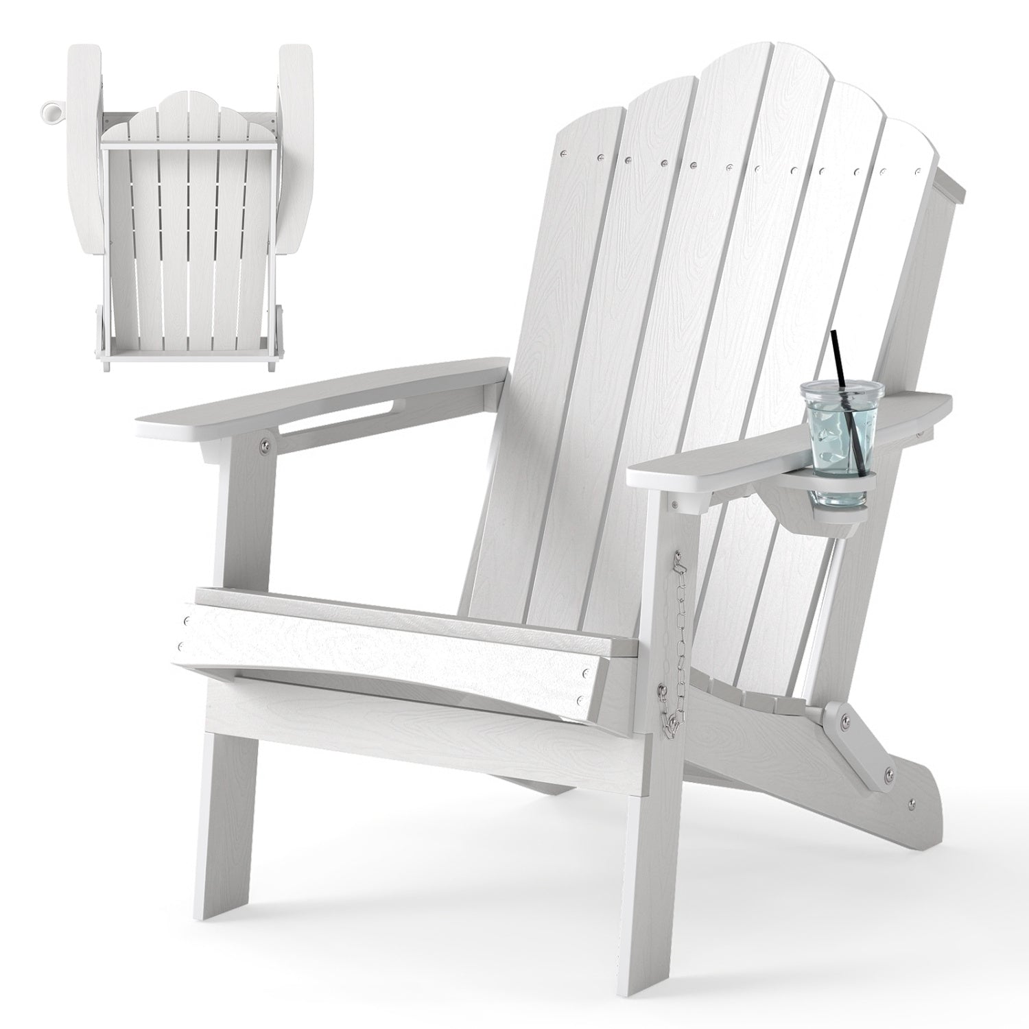 Weather Resistant HDPE Folding Adirondack Chair, White Adirondack Chairs White at Gallery Canada