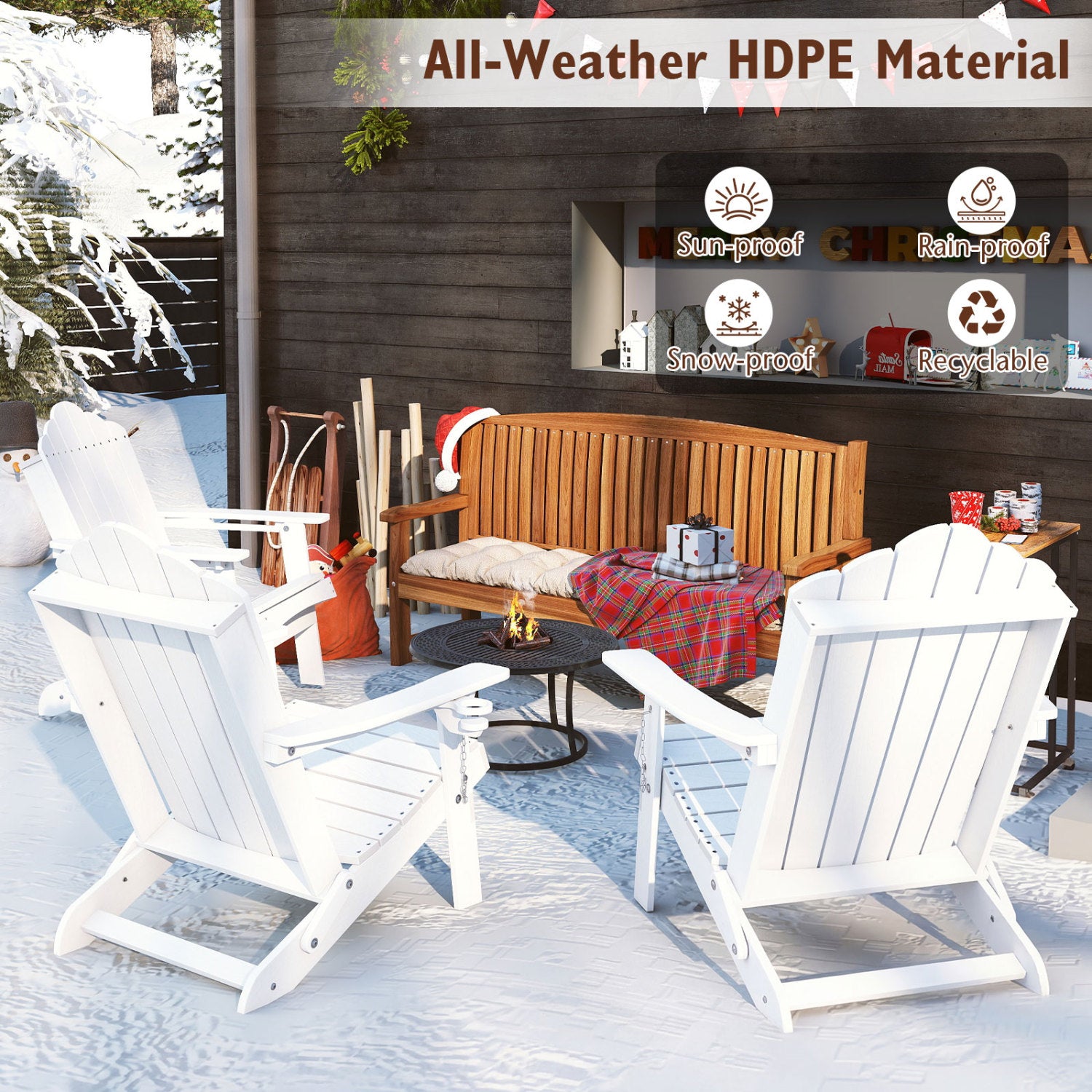 Weather Resistant HDPE Folding Adirondack Chair, White Adirondack Chairs at Gallery Canada