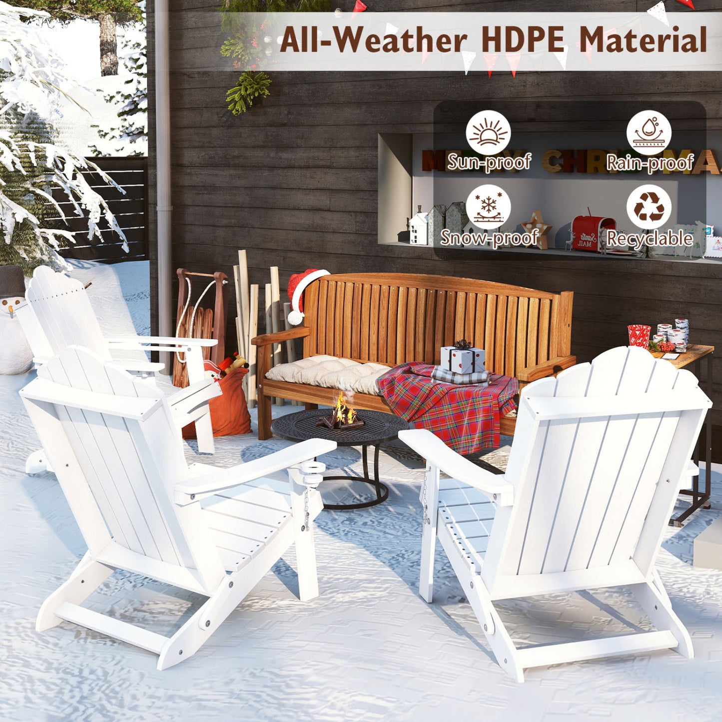 Weather Resistant HDPE Folding Adirondack Chair, White Adirondack Chairs at Gallery Canada