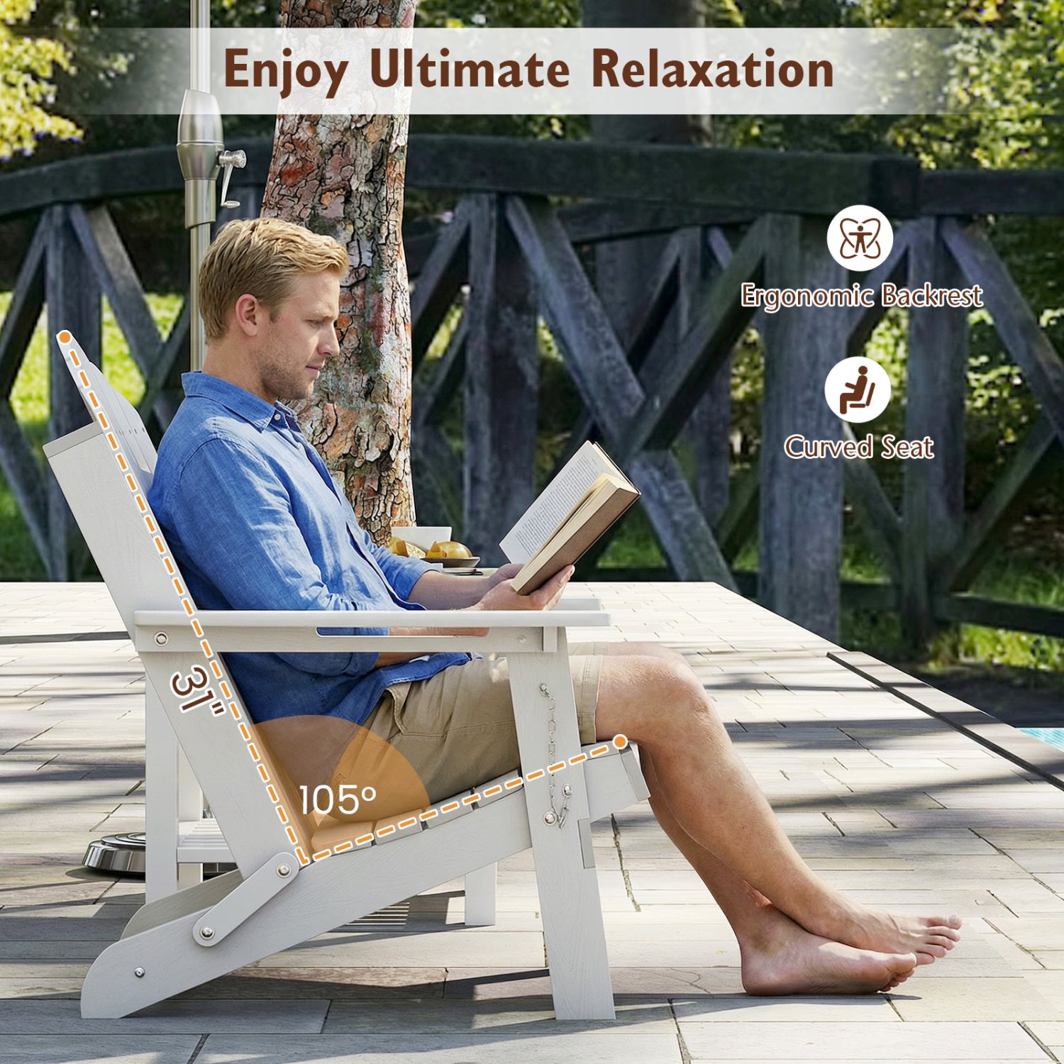 Weather Resistant HDPE Folding Adirondack Chair, White Adirondack Chairs at Gallery Canada