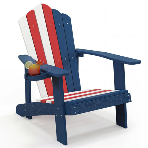 Weather Resistant HIPS Outdoor Adirondack Chair, With Cup Holder, Multicolor