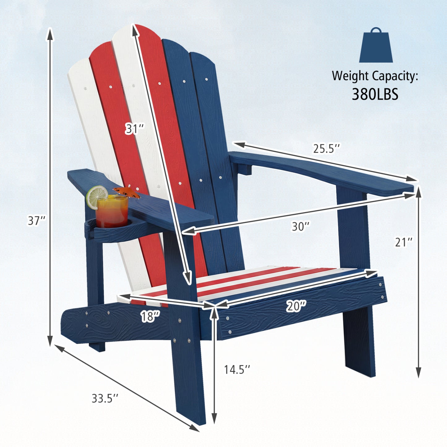 Weather Resistant HIPS Outdoor Adirondack Chair, With Cup Holder, Multicolor Adirondack Chairs at Gallery Canada