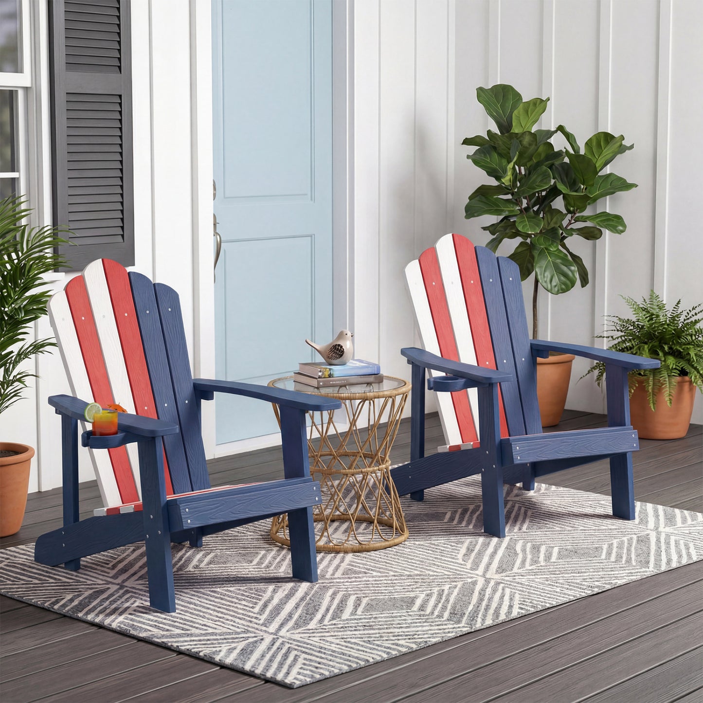 Weather Resistant HIPS Outdoor Adirondack Chair, With Cup Holder, Multicolor Adirondack Chairs at Gallery Canada
