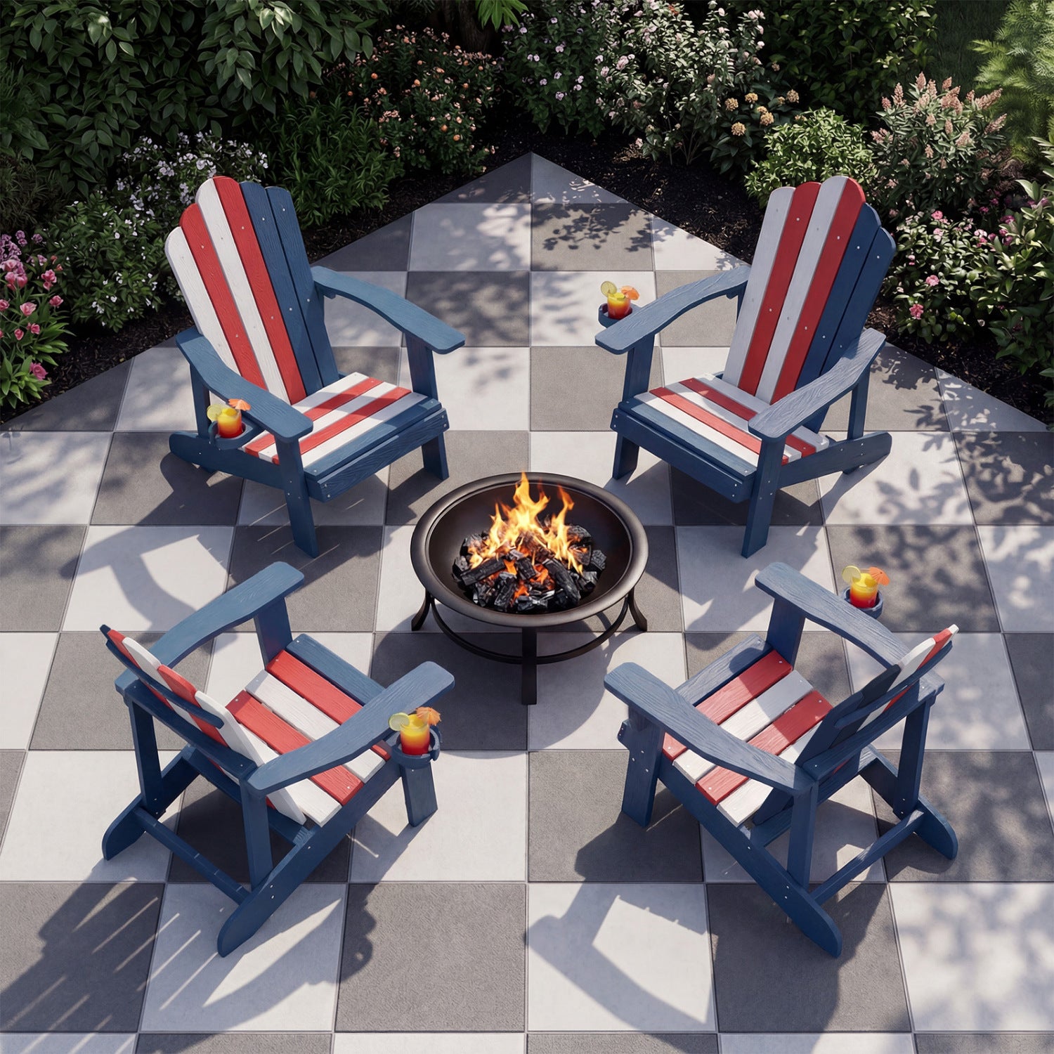 Weather Resistant HIPS Outdoor Adirondack Chair, With Cup Holder, Multicolor Adirondack Chairs at Gallery Canada