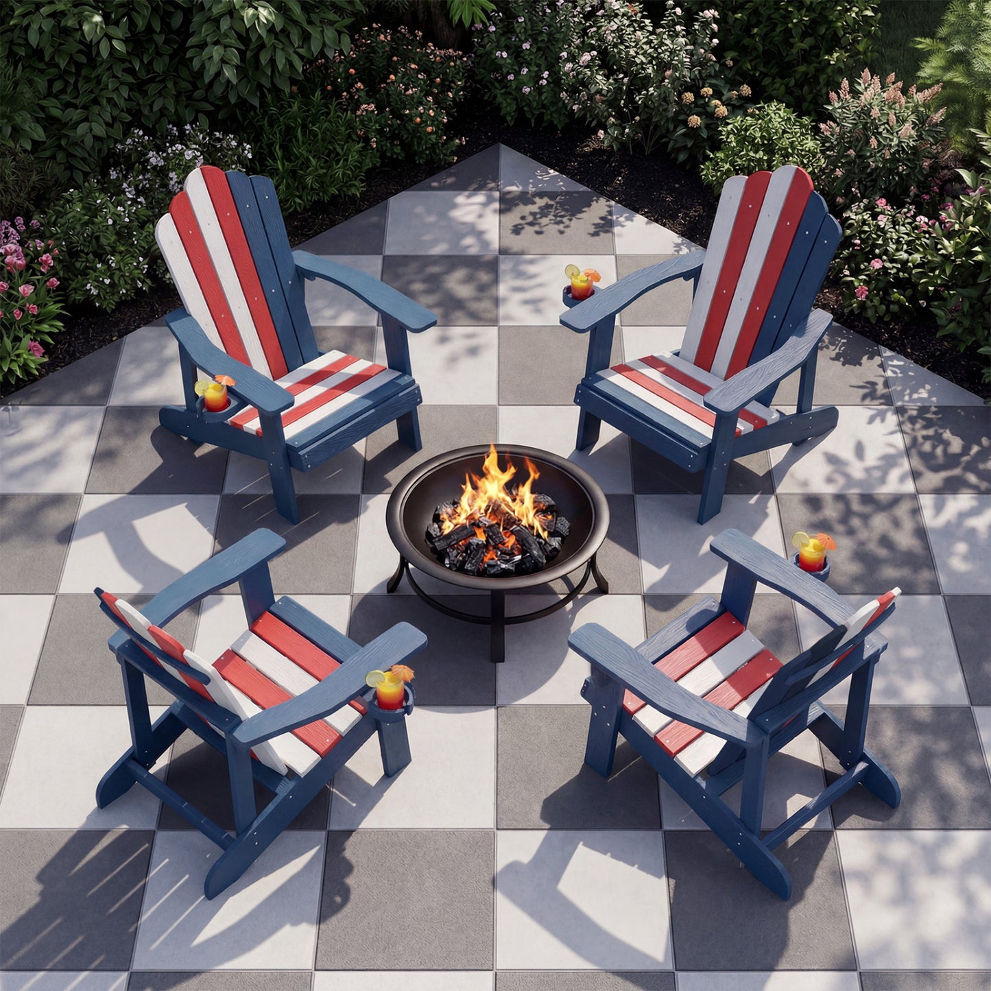 Weather Resistant HIPS Outdoor Adirondack Chair, With Cup Holder, Multicolor Adirondack Chairs at Gallery Canada