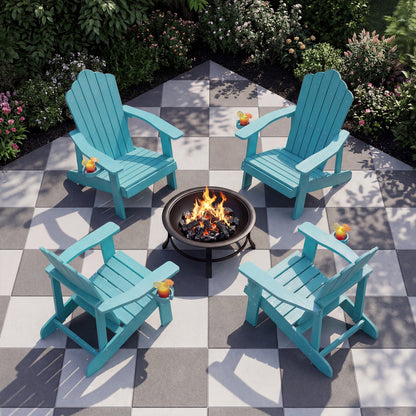 Outdoor Adirondack Chair, Weather Resistant HIPS, With Cup Holder, Turquoise Adirondack Chairs at Gallery Canada