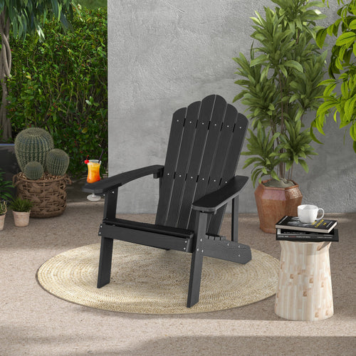 Weather Resistant HIPS Outdoor Adirondack Chair, Black